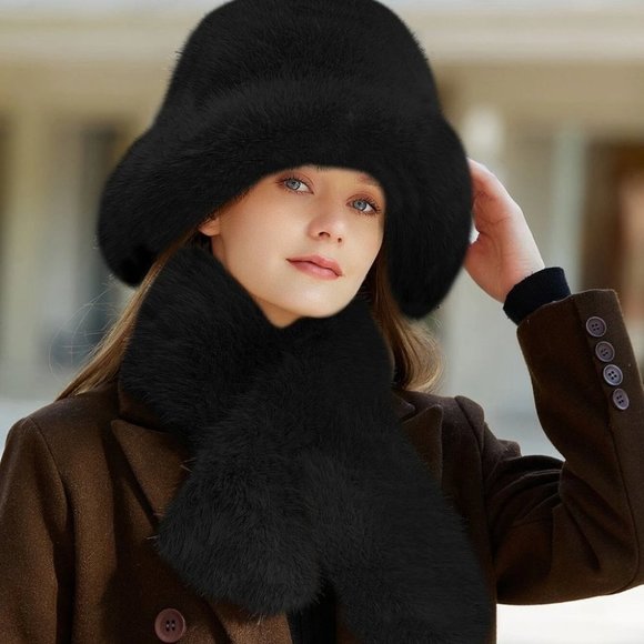 . Accessories - Black Womens Bucket Hat And Scarf